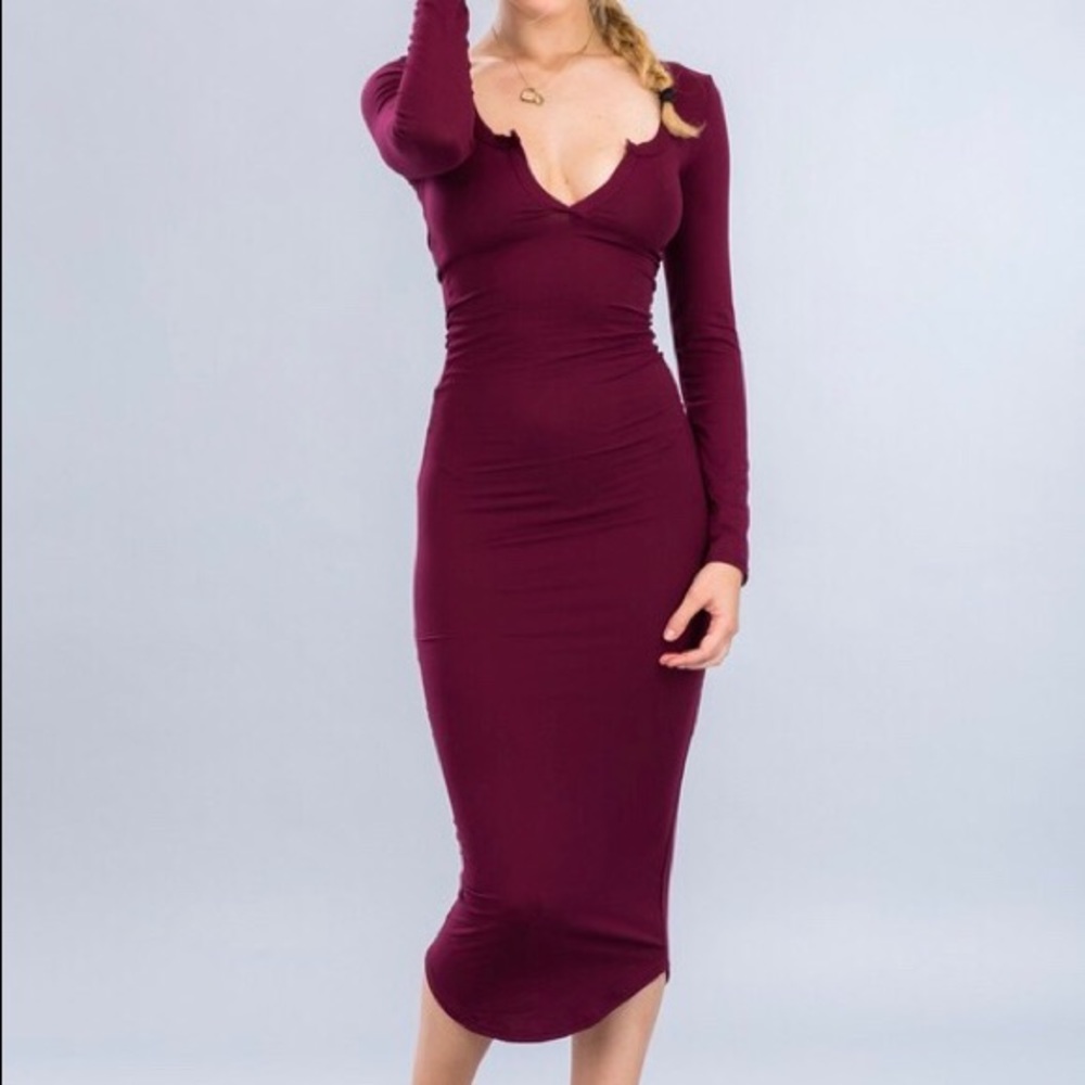 *New* Long Lady Bodycon - Burgundy - Picture 3 of 3